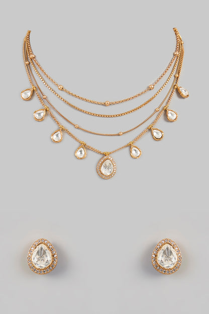 Gold Plated Kundan Polki Necklace Set