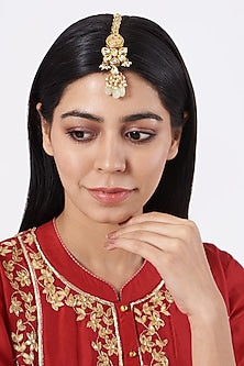 Gold Plated Kundan Polki Maang Tikka