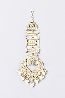 Gold Plated Maang Tikka With White Stones