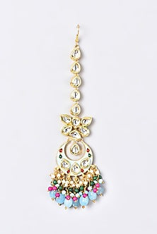 Gold Plated Beaded Bridal Maang Tikka