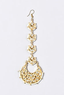 Gold Plated Maang Tikka With Kundan Polki