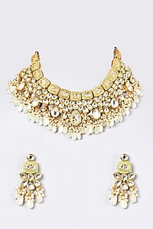 Gold Plated Pearl Choker Necklace Set