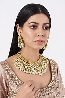 Gold Plated Pearl Choker Necklace Set