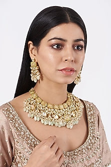 Gold Plated Pearl Choker Necklace Set