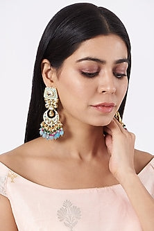 Gold Plated Meenakari Chandbali Earrings