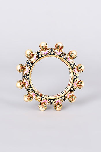 Gold Plated Bangle With Pearls