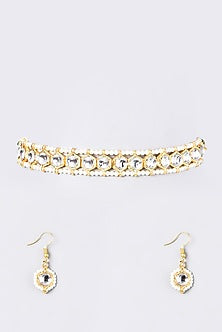 Gold Plated Kundan Polki Choker Necklace Set