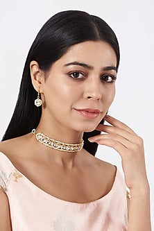 Gold Plated Kundan Polki Choker Necklace Set