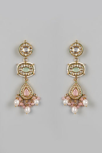 Gold Plated Kundan Polki Dangler Earrings