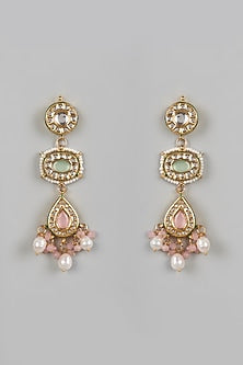 Gold Plated Kundan Polki Dangler Earrings