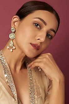 Gold Plated Kundan Polki Dangler Earrings