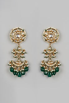 Gold Plated Kundan Polki Meenakari Earrings