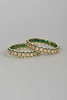 Gold Plated Kundan Polki Bangles (Set of 2)