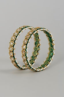 Gold Plated Kundan Polki Bangles (Set of 2)