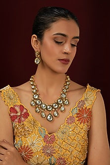 Gold Plated Kundan Polki & Green Meenakari Long Necklace Set