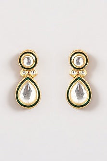 Gold Plated Kundan Polki & Green Meenakari Long Necklace Set