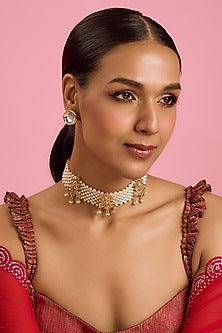 Gold Plated Kundan Polki Choker Necklace Set