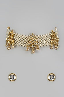 Gold Plated Kundan Polki Choker Necklace Set