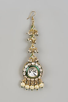 Gold Plated Kundan Polki & Pearl Maang Tikka