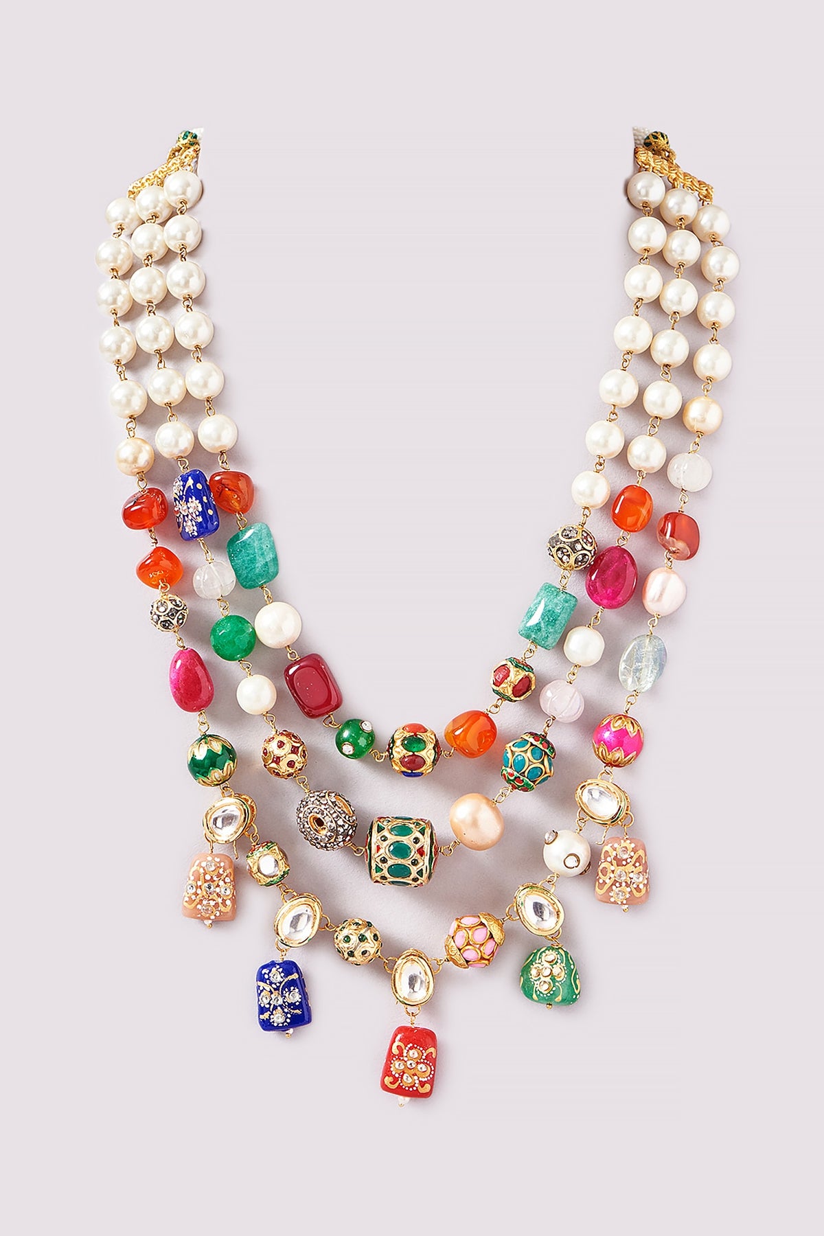 Gold Plated Kundan Polki Layered Necklace