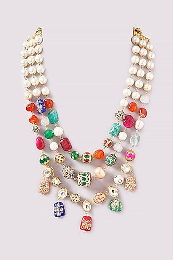 Gold Plated Kundan Polki Layered Necklace