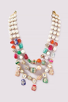 Gold Plated Kundan Polki Layered Necklace
