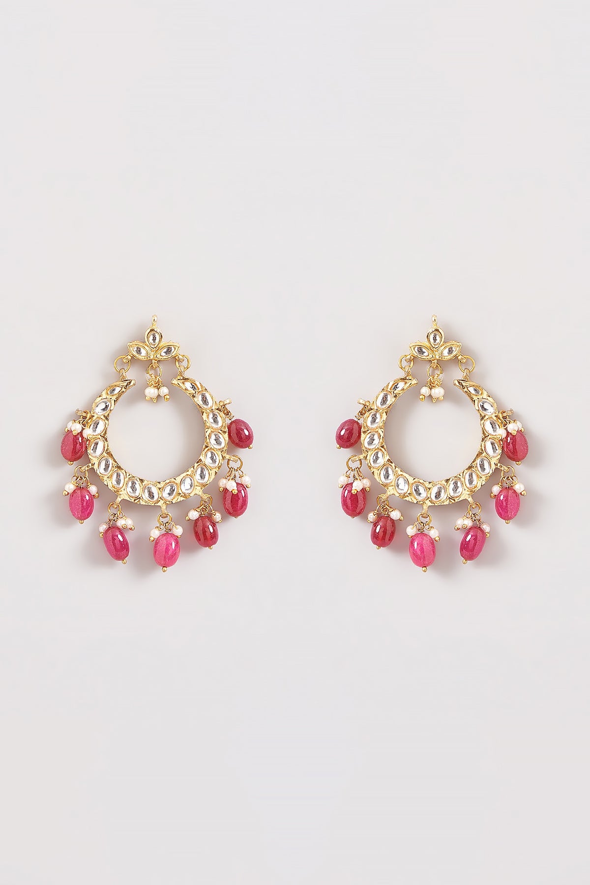 Gold Plated Kundan Polki Chandbali Earrings