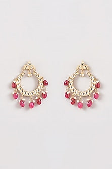 Gold Plated Kundan Polki Chandbali Earrings