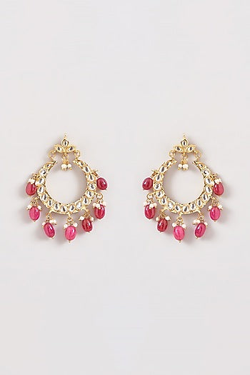 Gold Plated Kundan Polki Chandbali Earrings