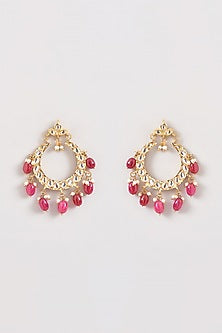 Gold Plated Kundan Polki Chandbali Earrings