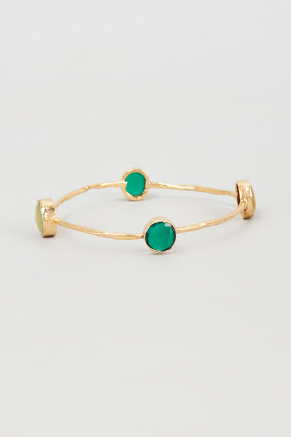 Gold Plated Multi-Colored Stone Bangle