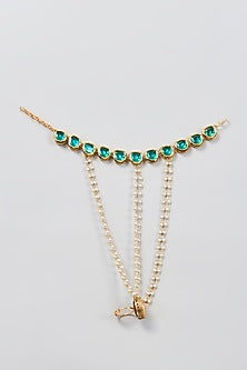 Gold Plated Kundan Polki Hathphool
