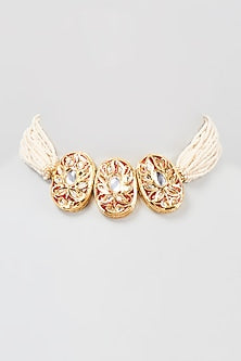 Gold Plated Kundan Enameled Choker Necklace