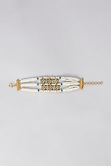 Gold Plated Kundan & Pearls Bracelet