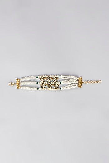 Gold Plated Kundan & Pearls Bracelet