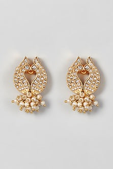 Gold Plated Kundan & Pearls Stud Earrings
