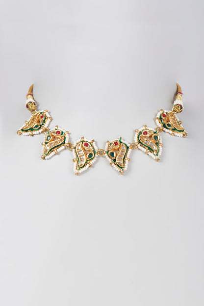 Gold Plated Peacock Motifs Choker Necklace