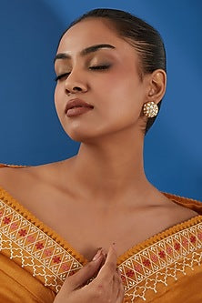 Gold Plated Kundan Polki Stud Earrings