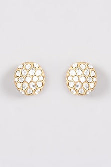 Gold Plated Kundan Polki Stud Earrings