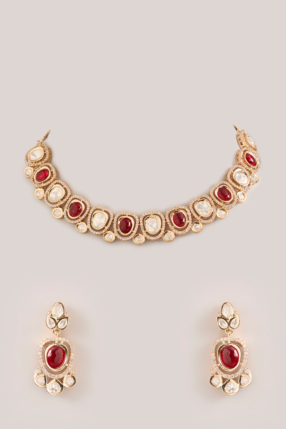 Gold Plated Multi-Colored Kundan Polki Necklace Set