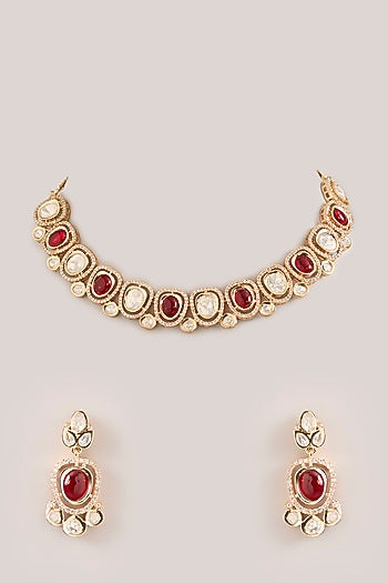 Gold Plated Multi-Colored Kundan Polki Necklace Set