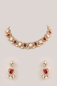 Gold Plated Multi-Colored Kundan Polki Necklace Set