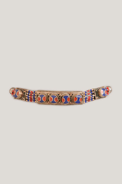 White Rhodium Finish Multi-Colored Beaded Choker Necklace