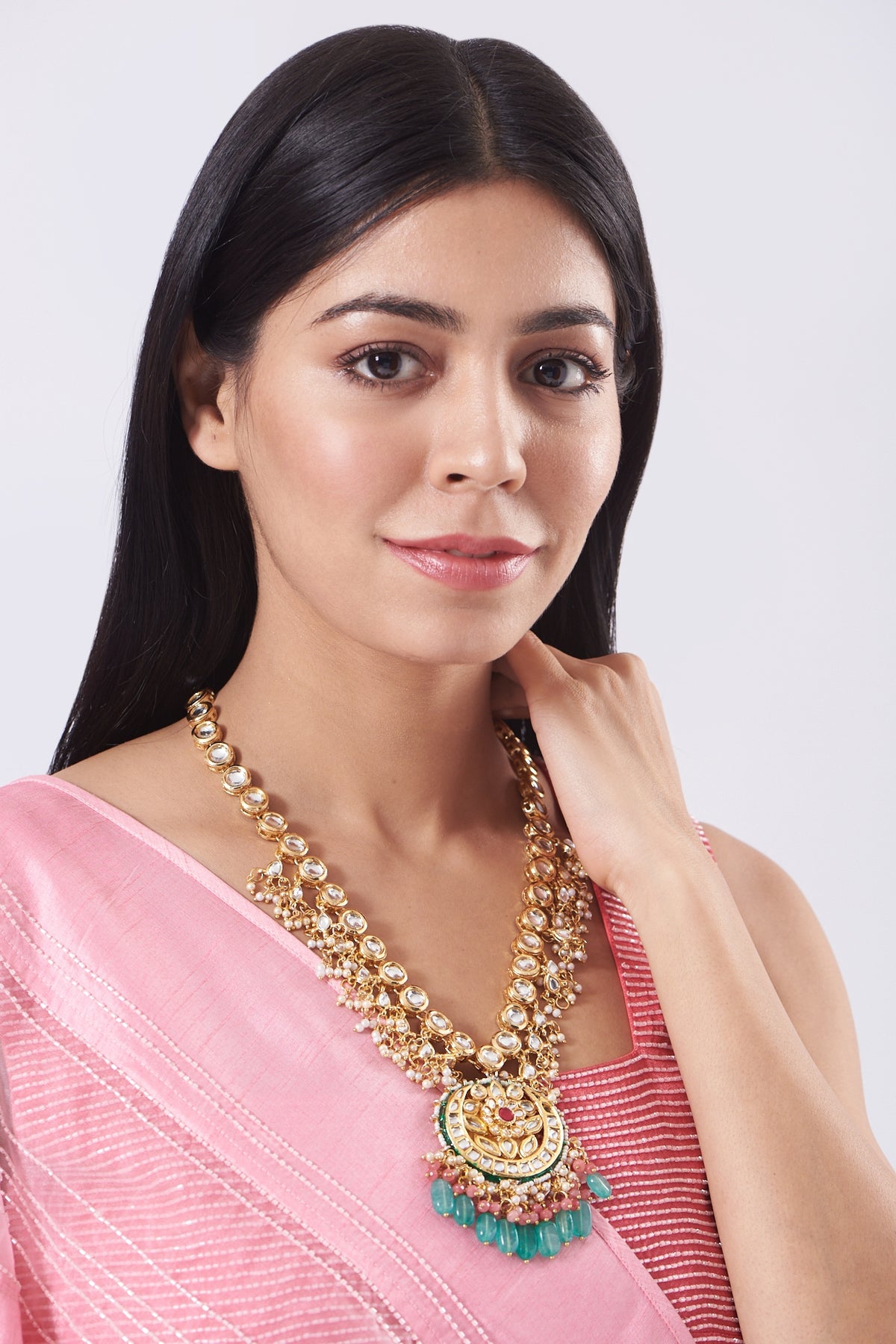 Gold Plated Kundan Polki Long Necklace