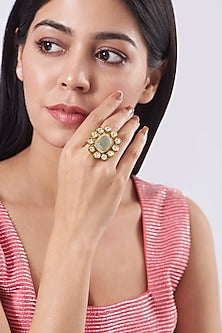 Gold Plated Mint Stone Ring