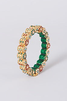 Gold Plated Multi-Colored Bead Bangle