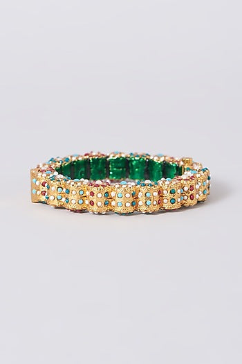 Gold Plated Multi-Colored Bead Bangle