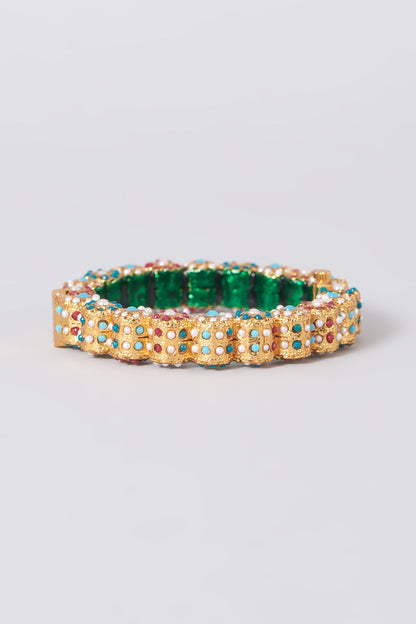 Gold Plated Multi-Colored Bead Bangle