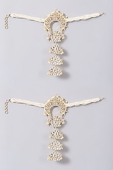 Gold Plated Kundan Polki & Pearl Hathphool