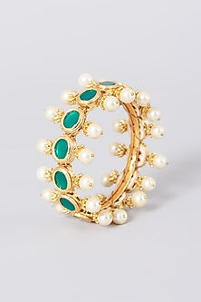 Gold Plated Green Stone Bangle